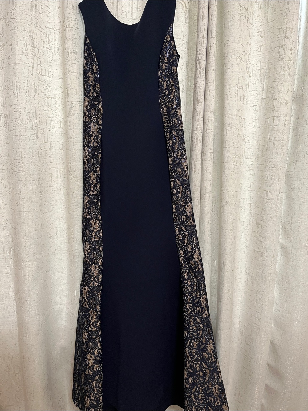 Jessica Howard Black Maxi Dress with Nude Lace Panels